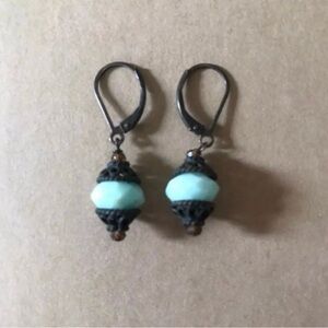 Amazonite And Powdered Sterling Silver Earrings
